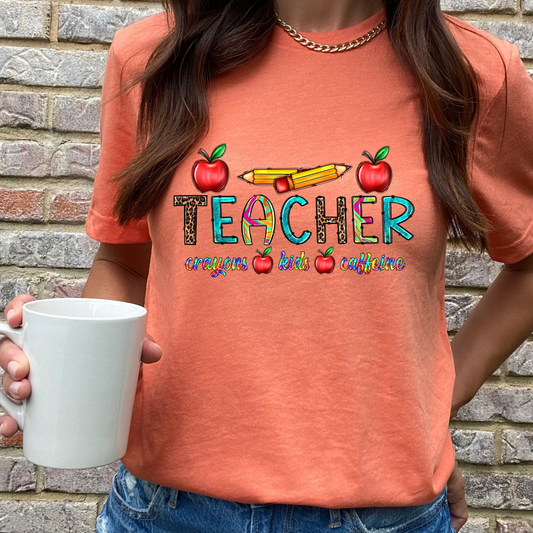 Crayons, Kids, Caffeine Graphic Tee