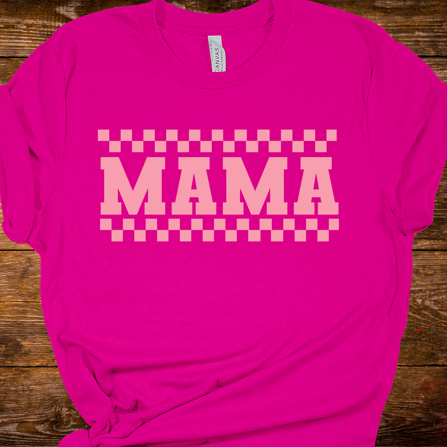 Pink Checkered Mama- Berry Graphic Tee