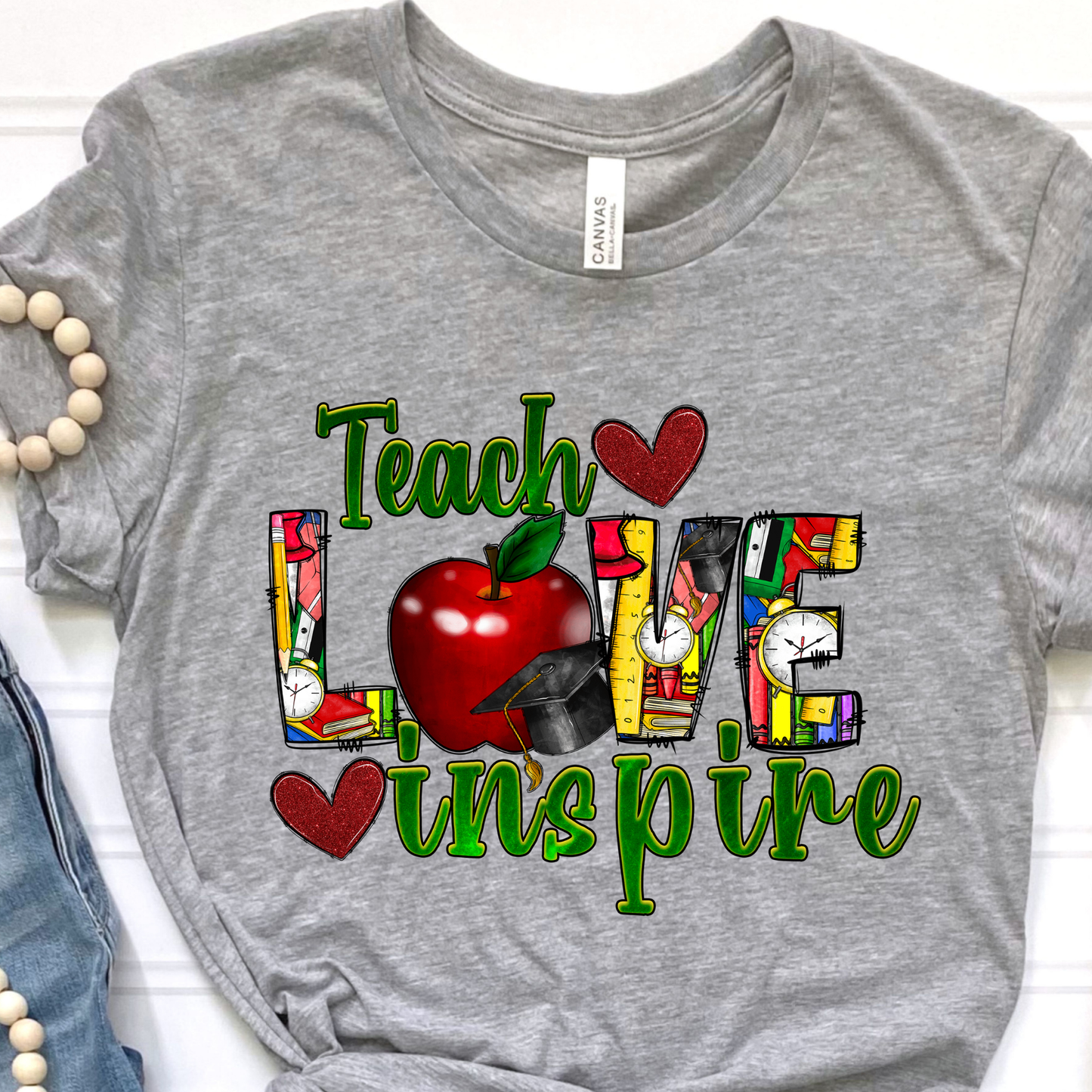 Teach love Inspire Apple Graphic Tee