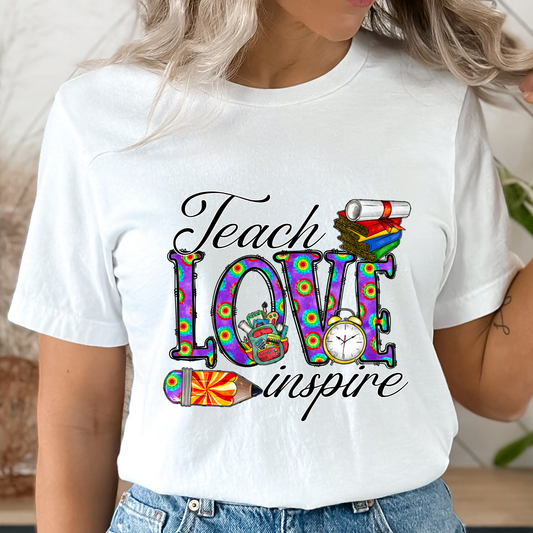 Teach Love Inspire Colorful Graphic Tee