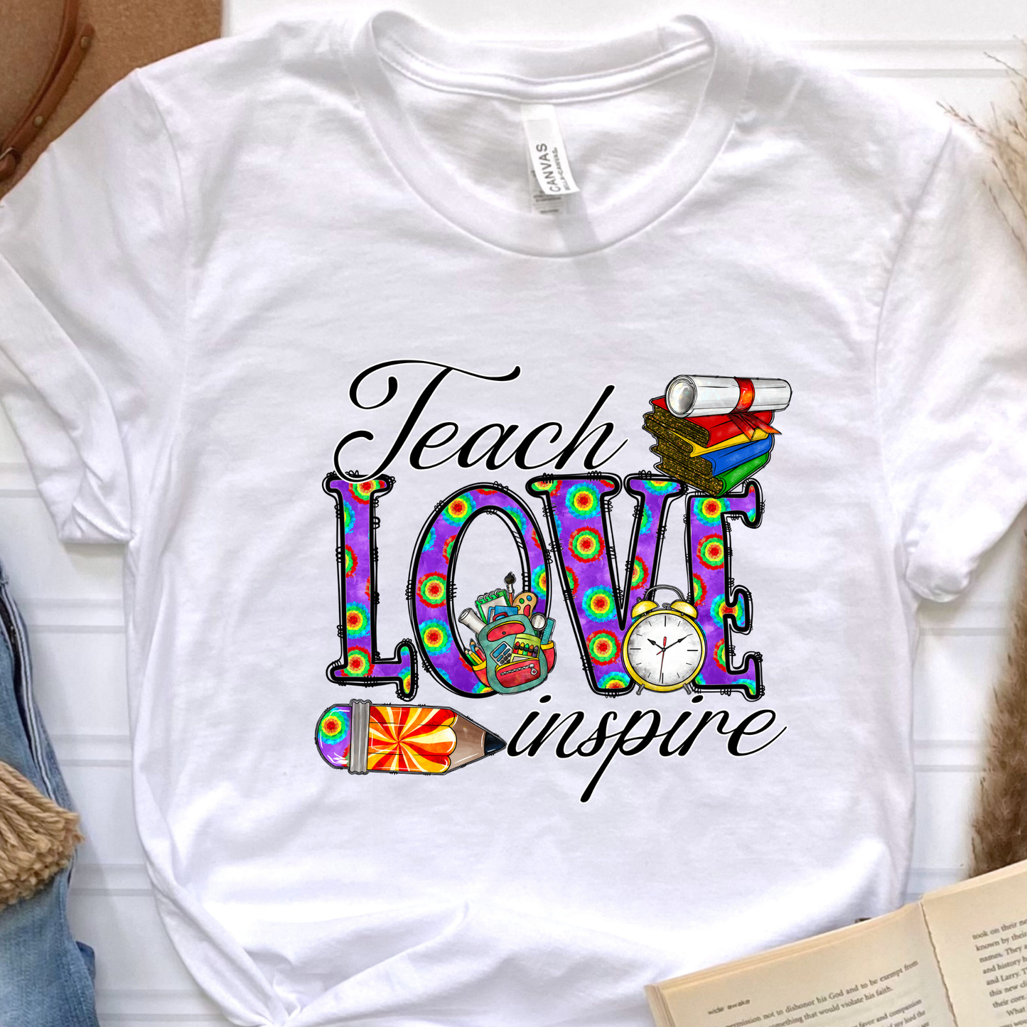 Teach Love Inspire Colorful Graphic Tee