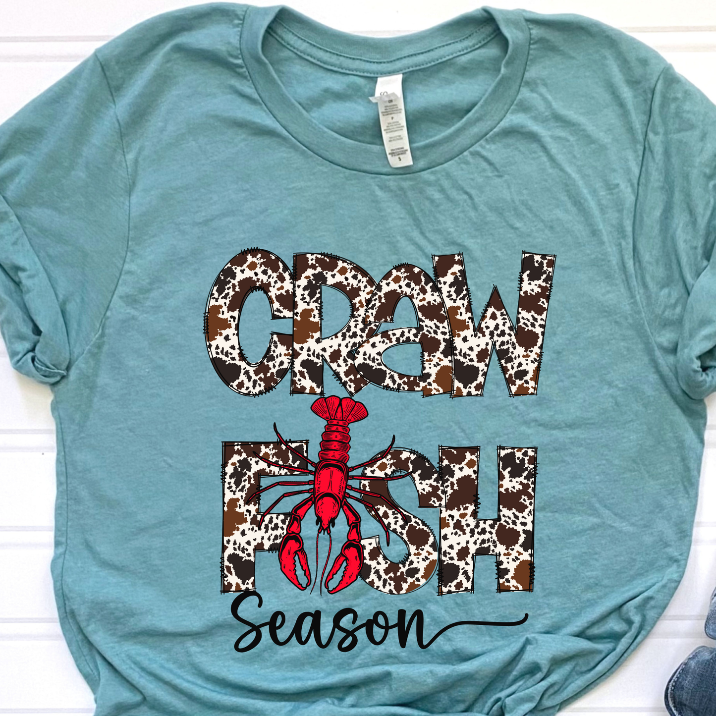 Crawfish Season Cow Print Graphic Tee