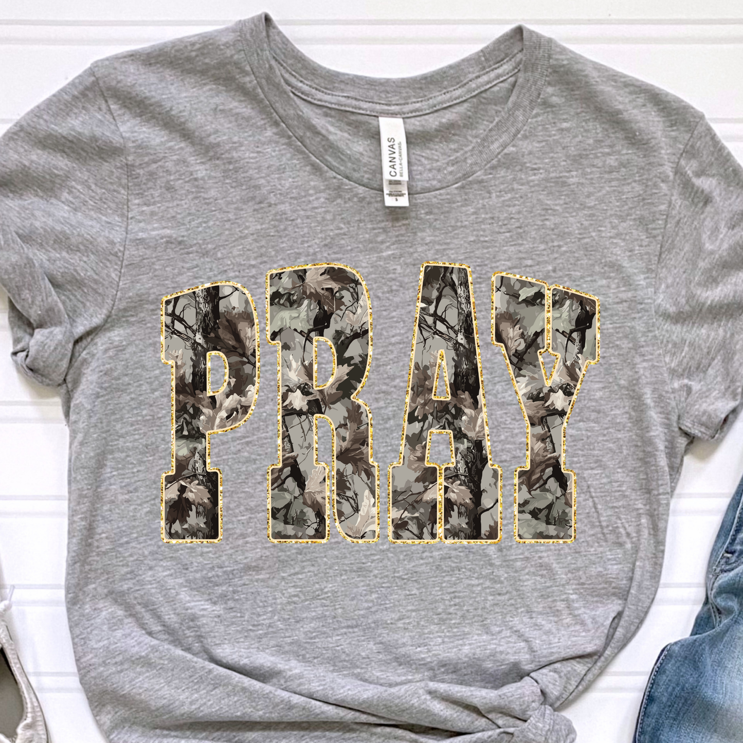 Camo Pray Grey Graphic Tee