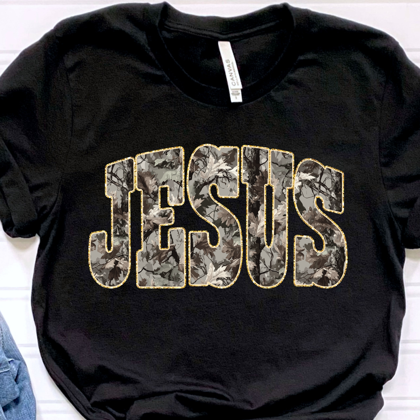 Camo Jesus Black Graphic Tee