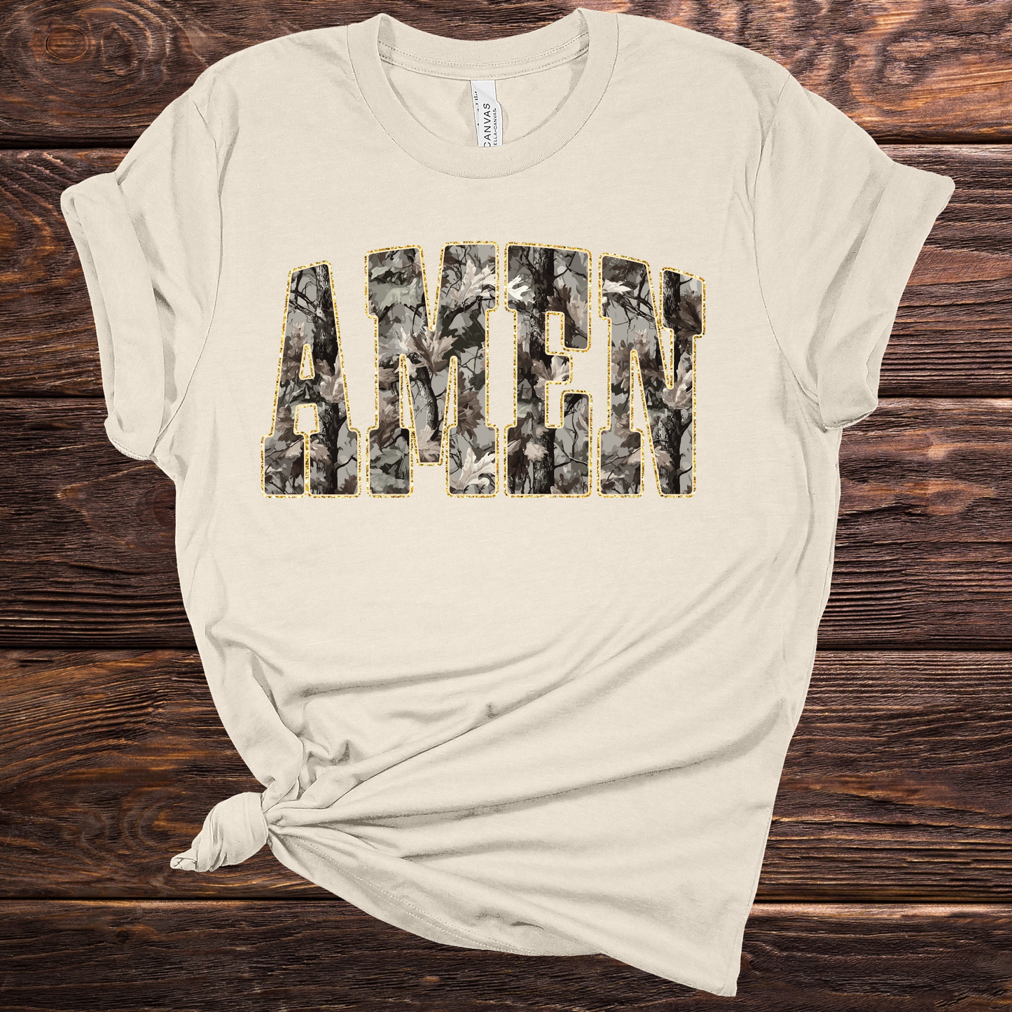 Camo Amen Tan Graphic Tee