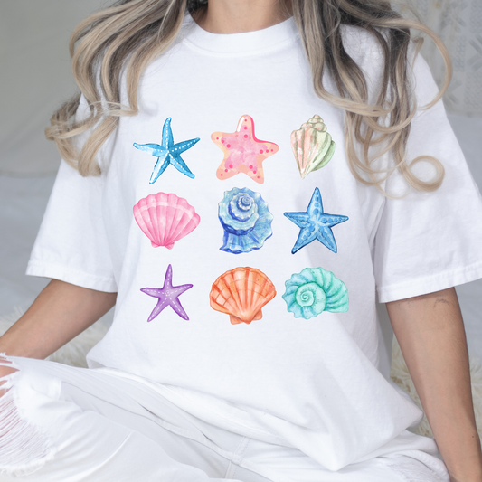 By the Sea Shore White Graphic Tee