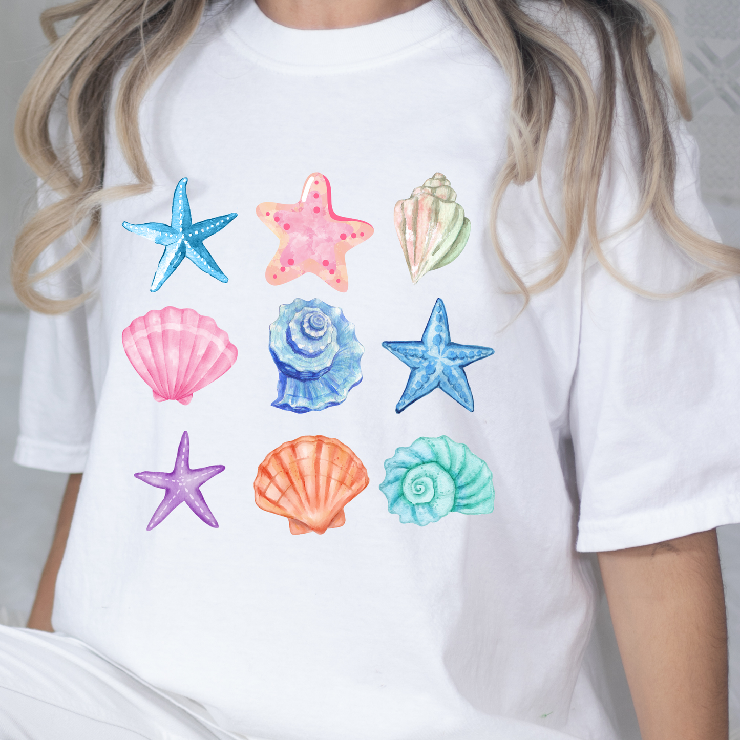 By the Sea Shore White Graphic Tee