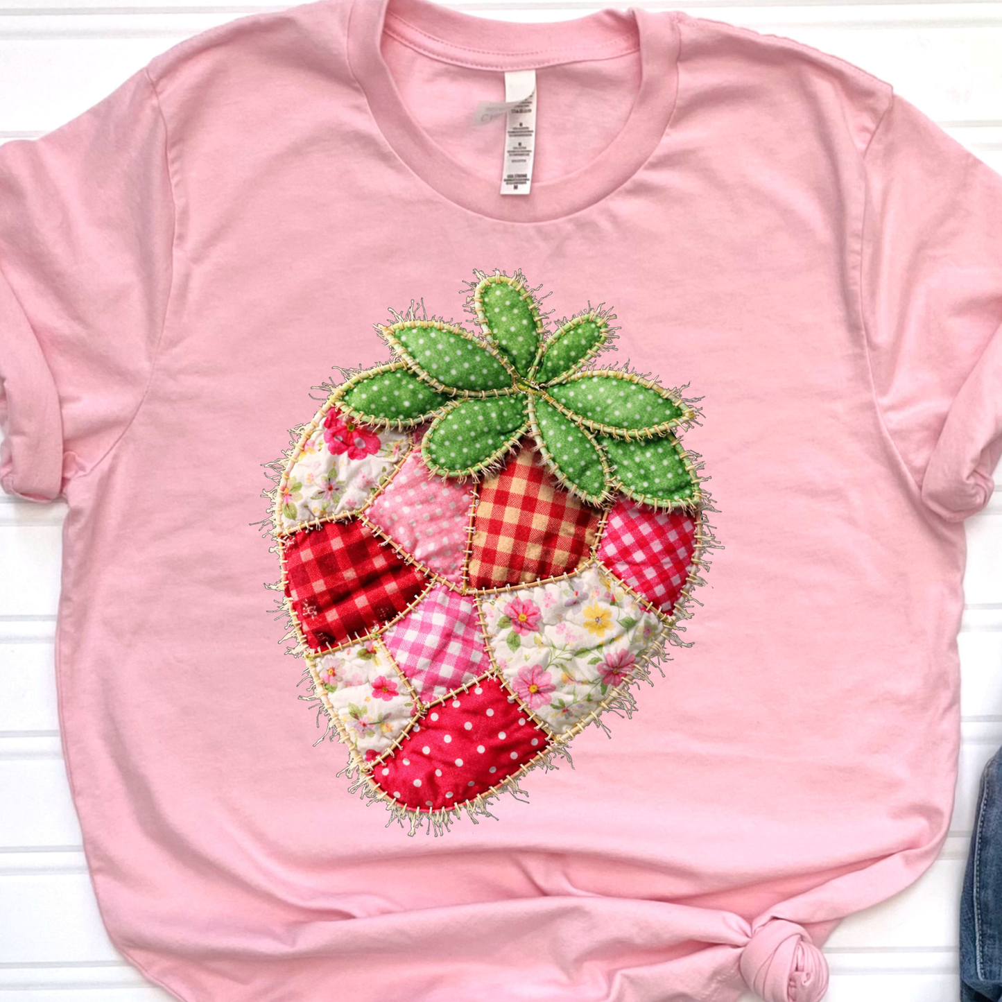 Patchwork Strawberry Pink Graphic Tee
