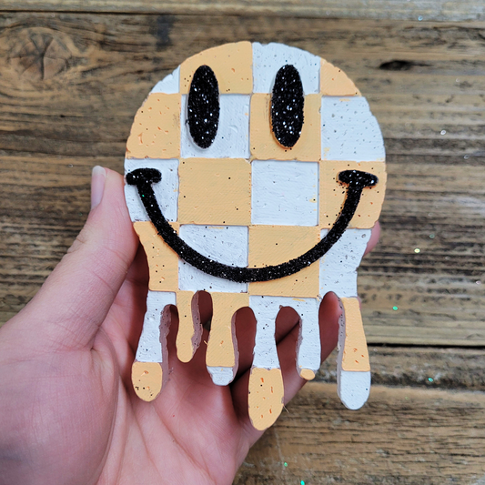 Orange and White Drip Smiley Car Freshie
