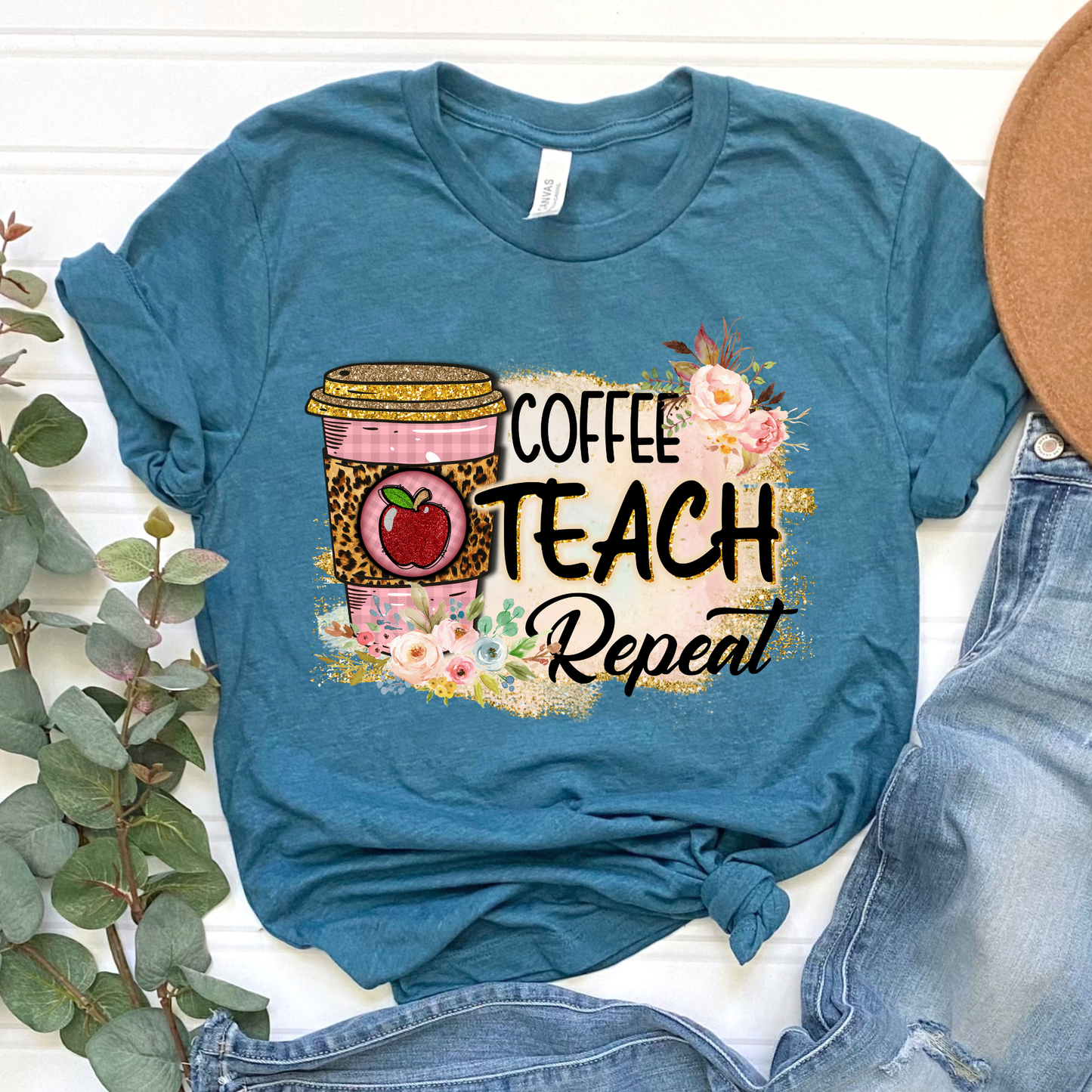 Coffee Teach Repeat Graphic Tee