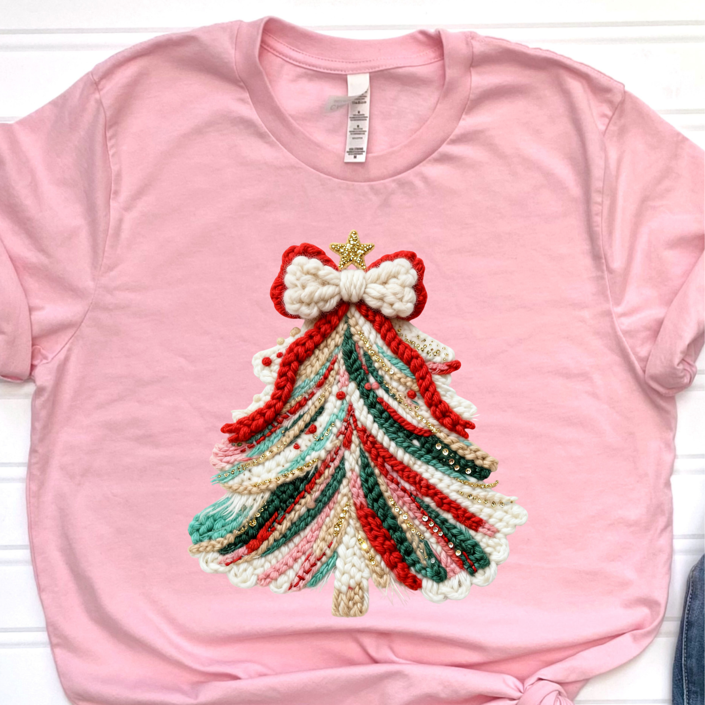 Colorful Christmas Tree Pink Graphic Tee