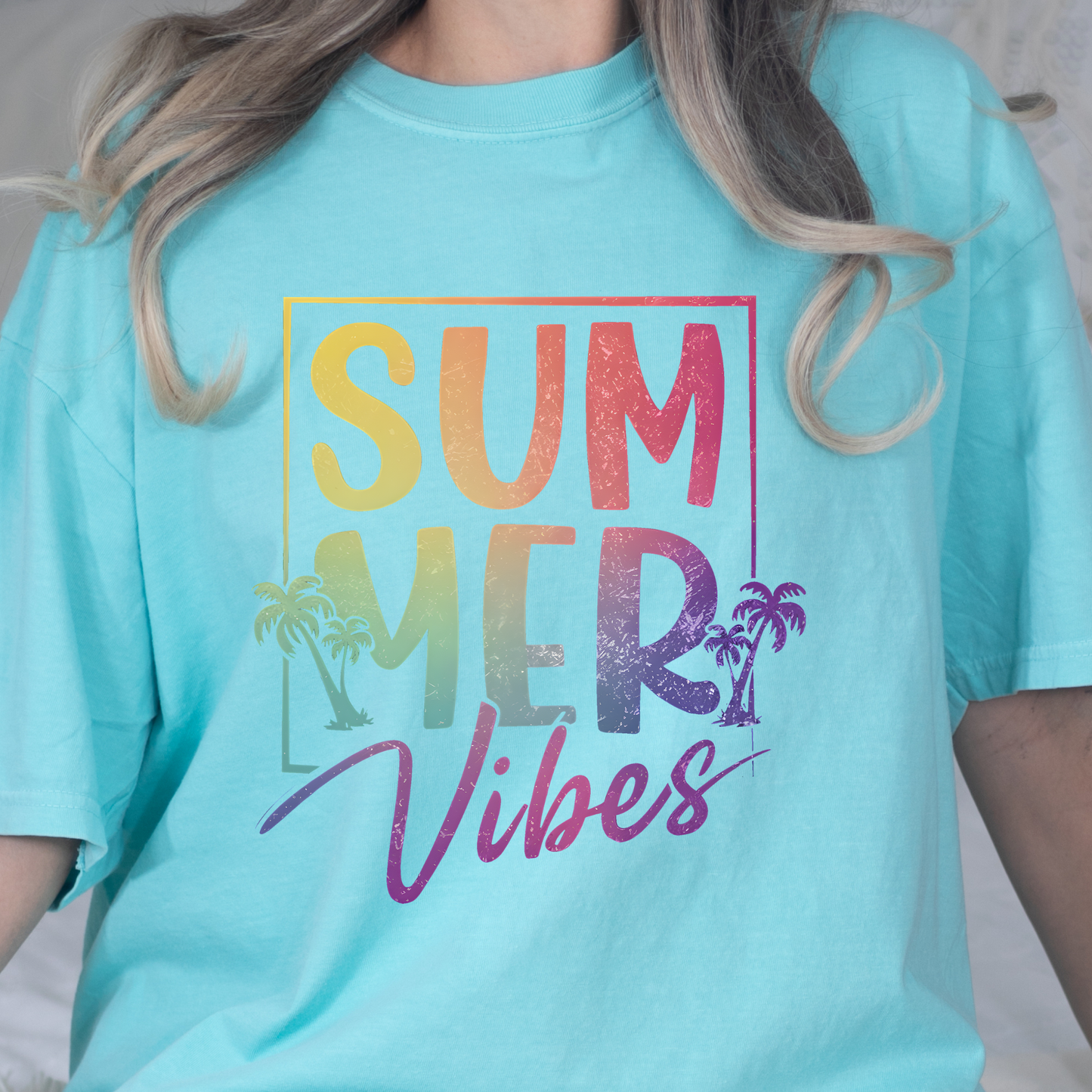 Summer Vibes Teal Graphic Tee