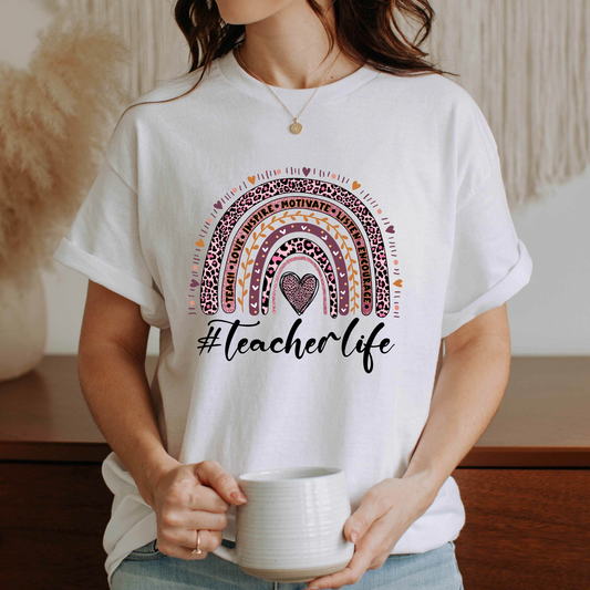 Teacher Life Rainbow Graphic Tee