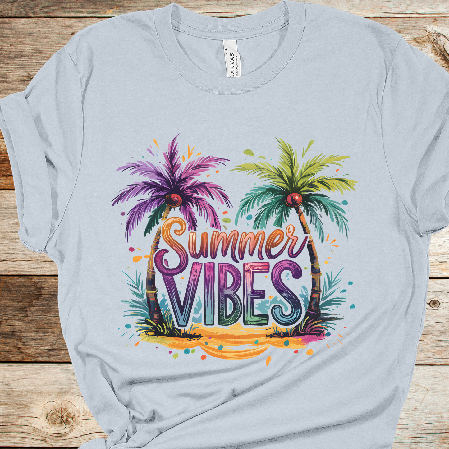 Summer Vibes Light Blue Graphic Tee