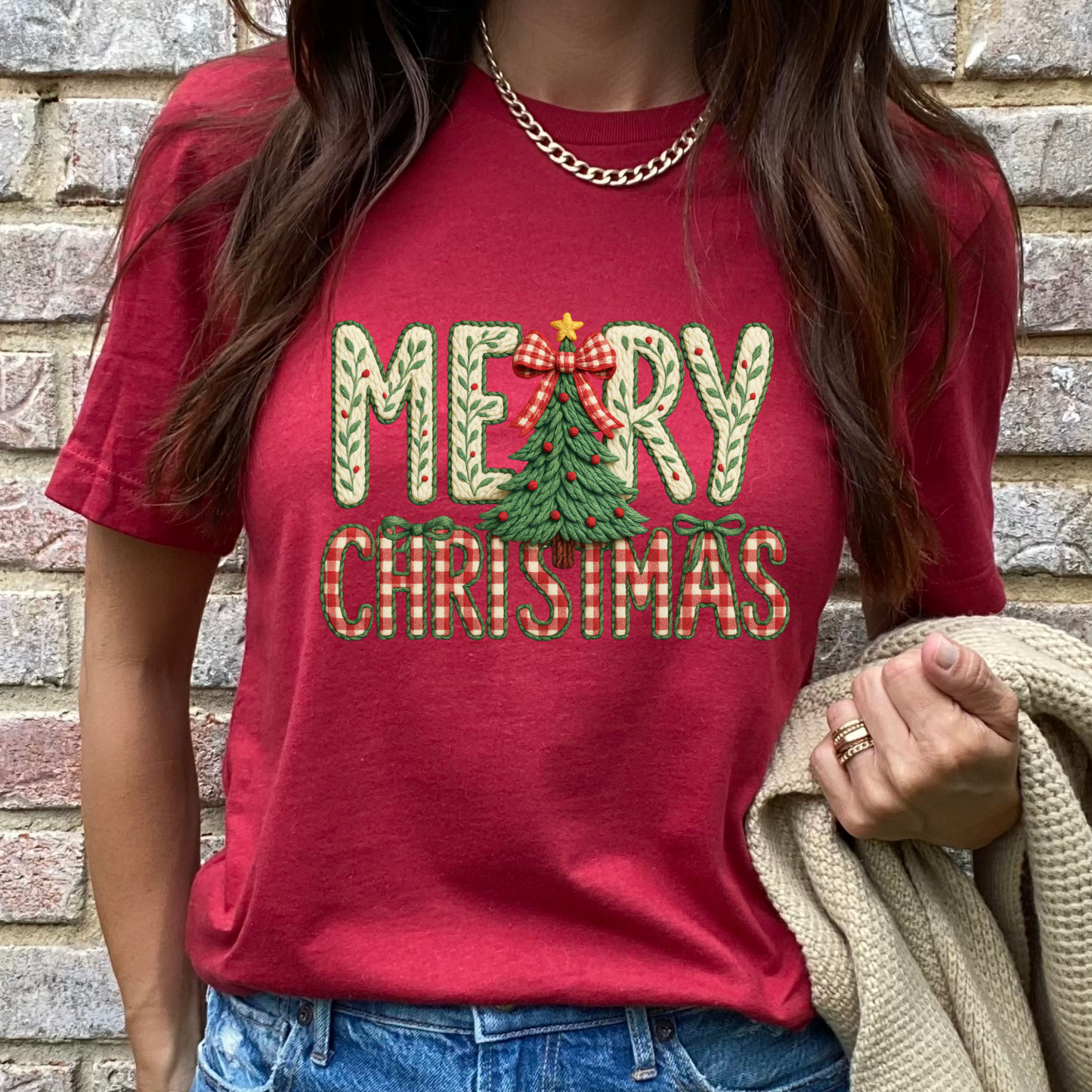 Merry Christmas Tree Red Graphic Tee