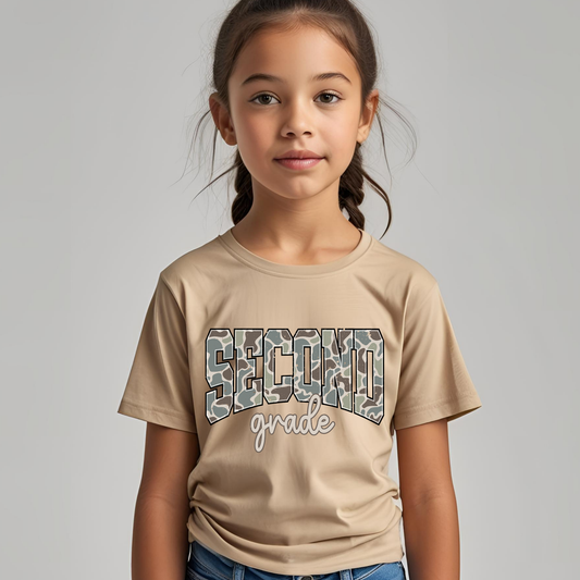 Camo Second Grade Youth Graphic Tee