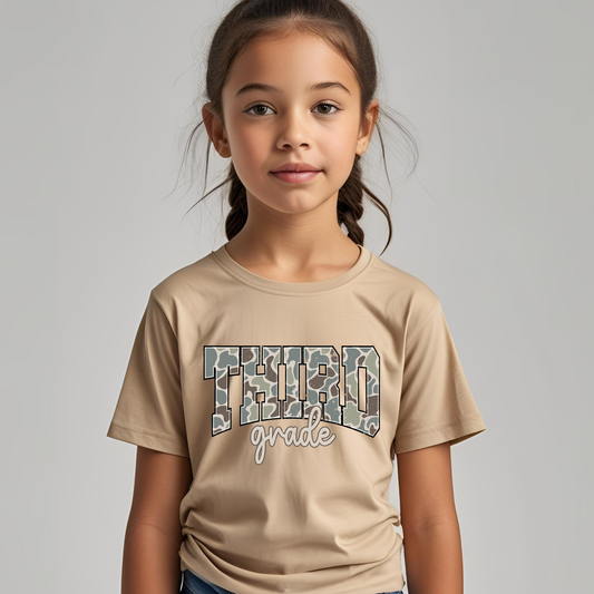 Camo Third Grade Youth Graphic Tee