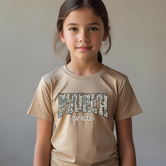 Camo Fourth Grade Youth Graphic Tee