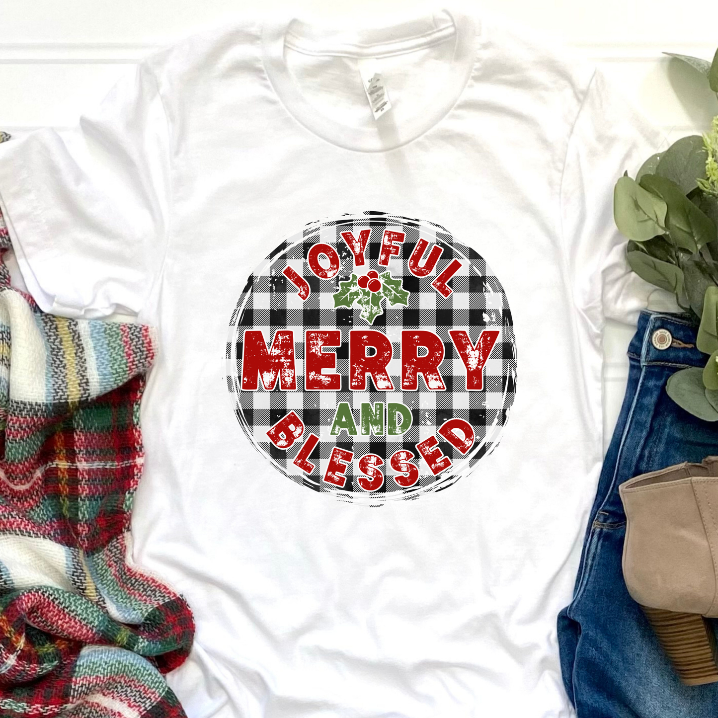 Joyful Merry and Blessed Graphic Tee