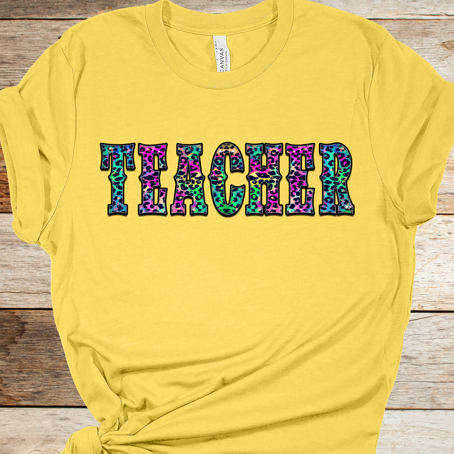 Neon Leopard Teacher Graphic Tee