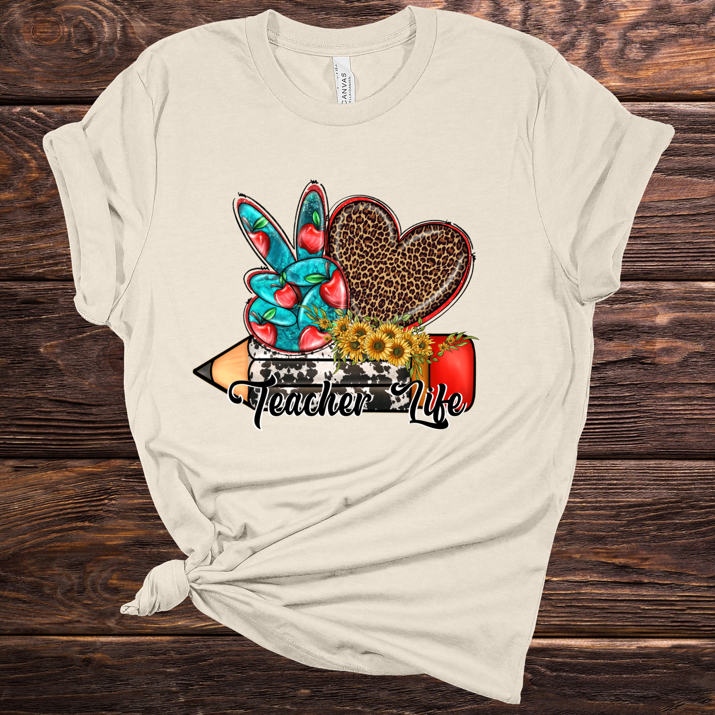 Turquoise and Leopard Print Teacher Life Graphic Tee