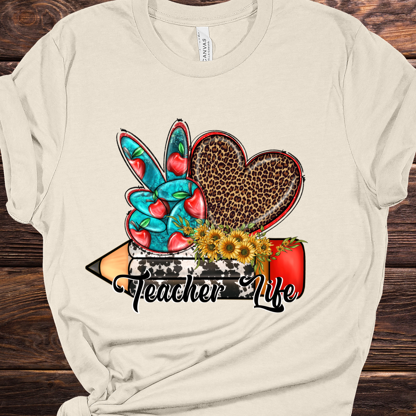 Turquoise and Leopard Print Teacher Life Graphic Tee