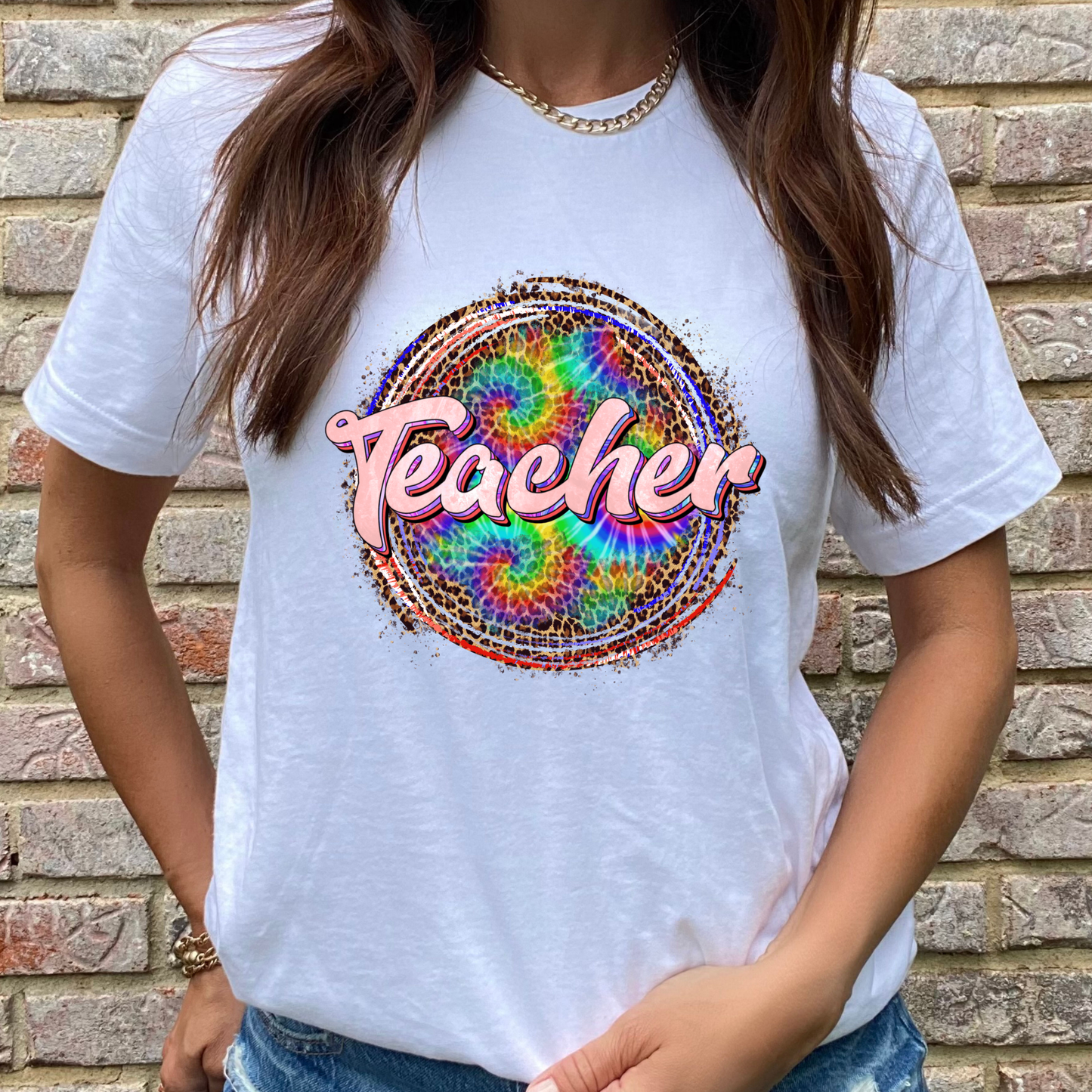 Leopard Tie Dye Teacher Graphic Tee