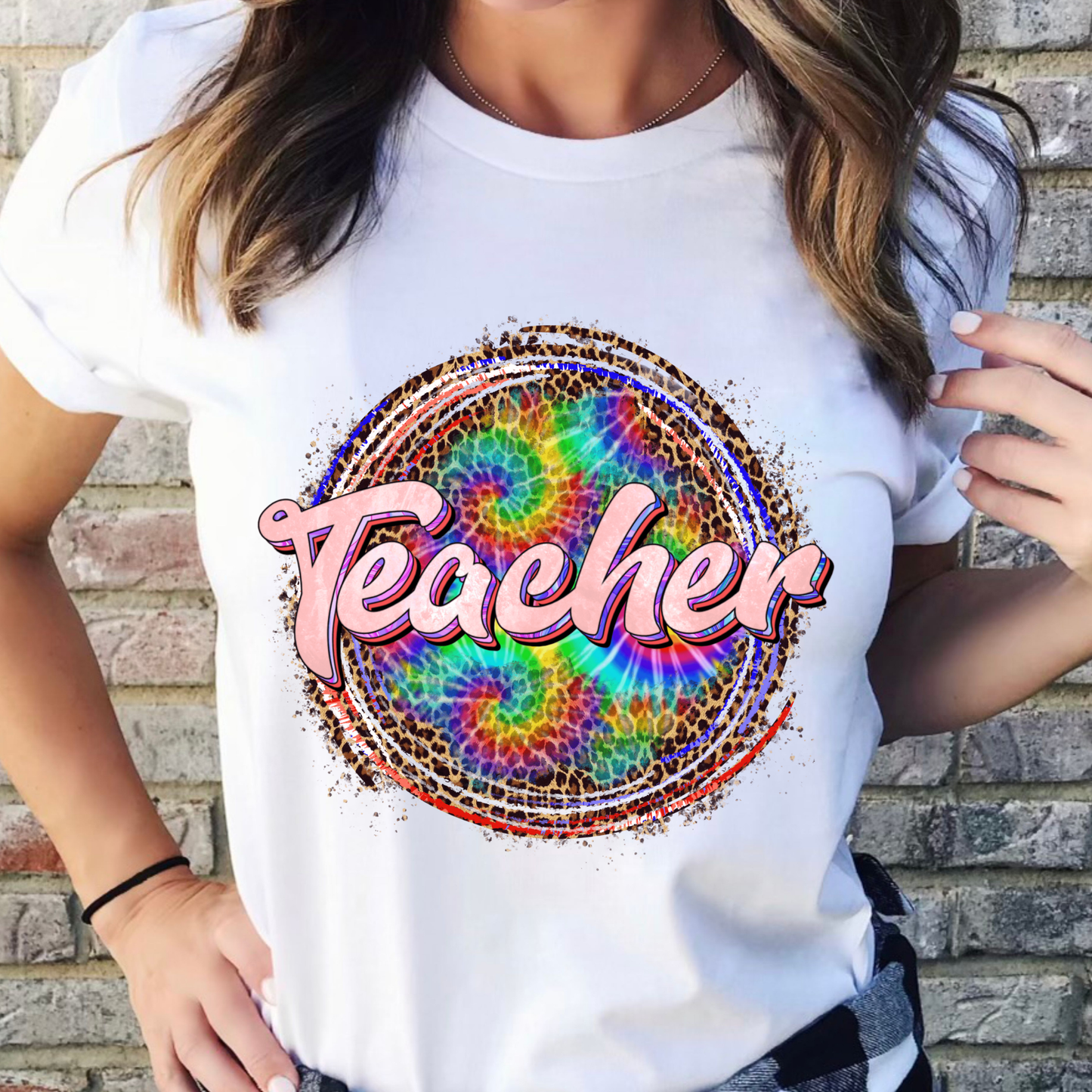Leopard Tie Dye Teacher Graphic Tee