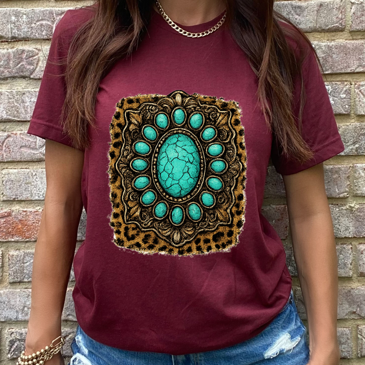 Leopard Cowgirl Maroon Graphic Tee