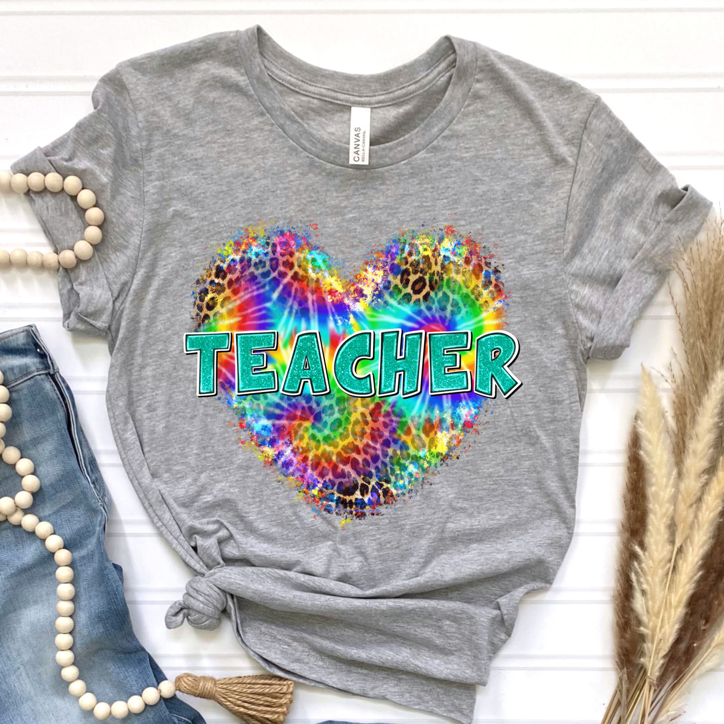 Neon Teacher Heart Graphic Tee