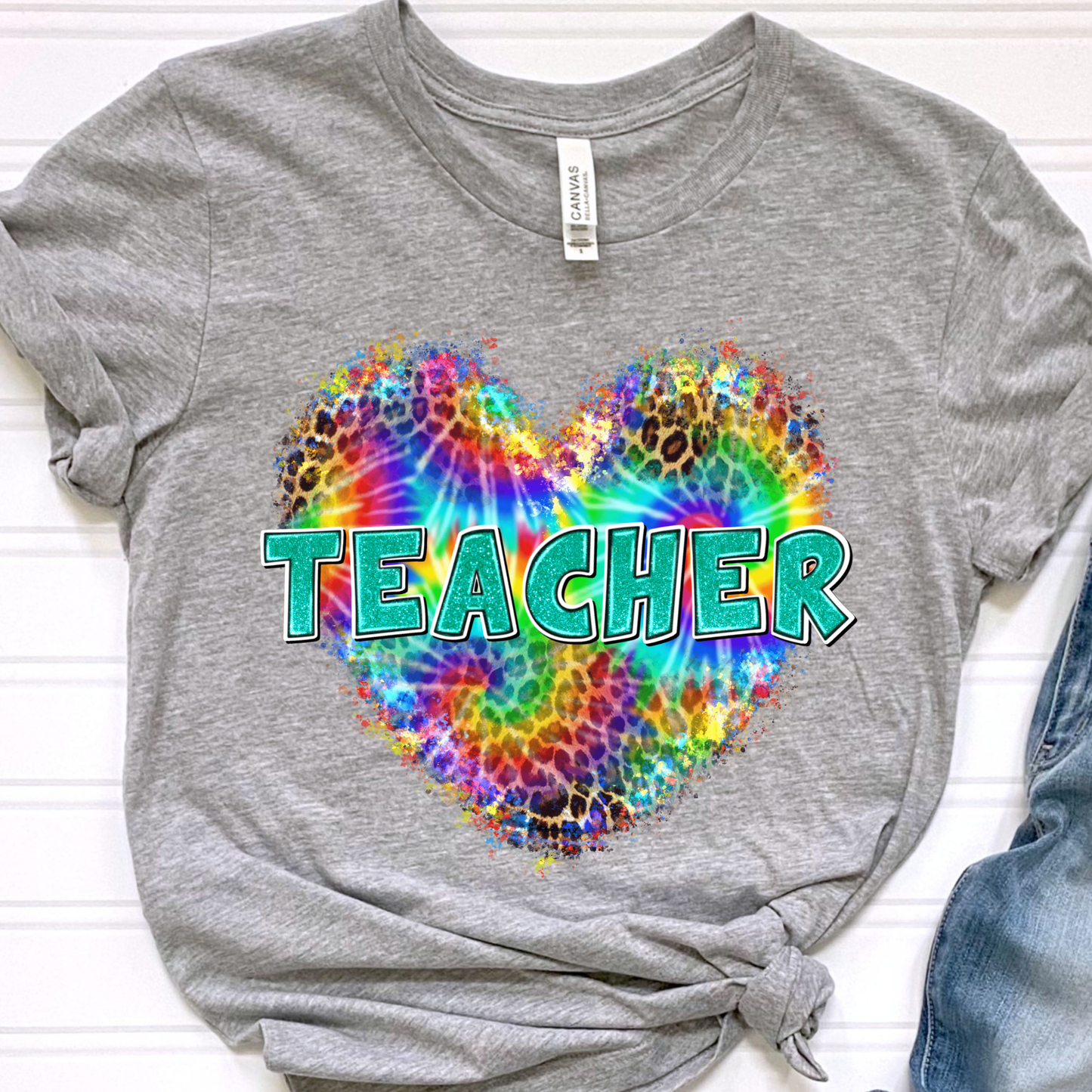 Neon Teacher Heart Graphic Tee