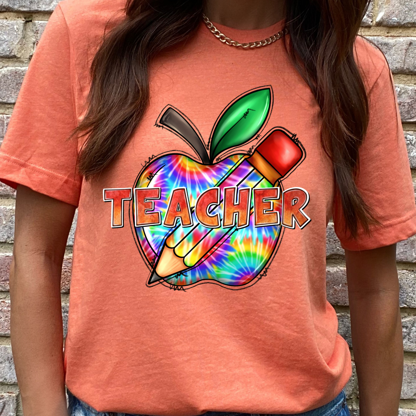 Neon Apple Teacher Graphic Tee