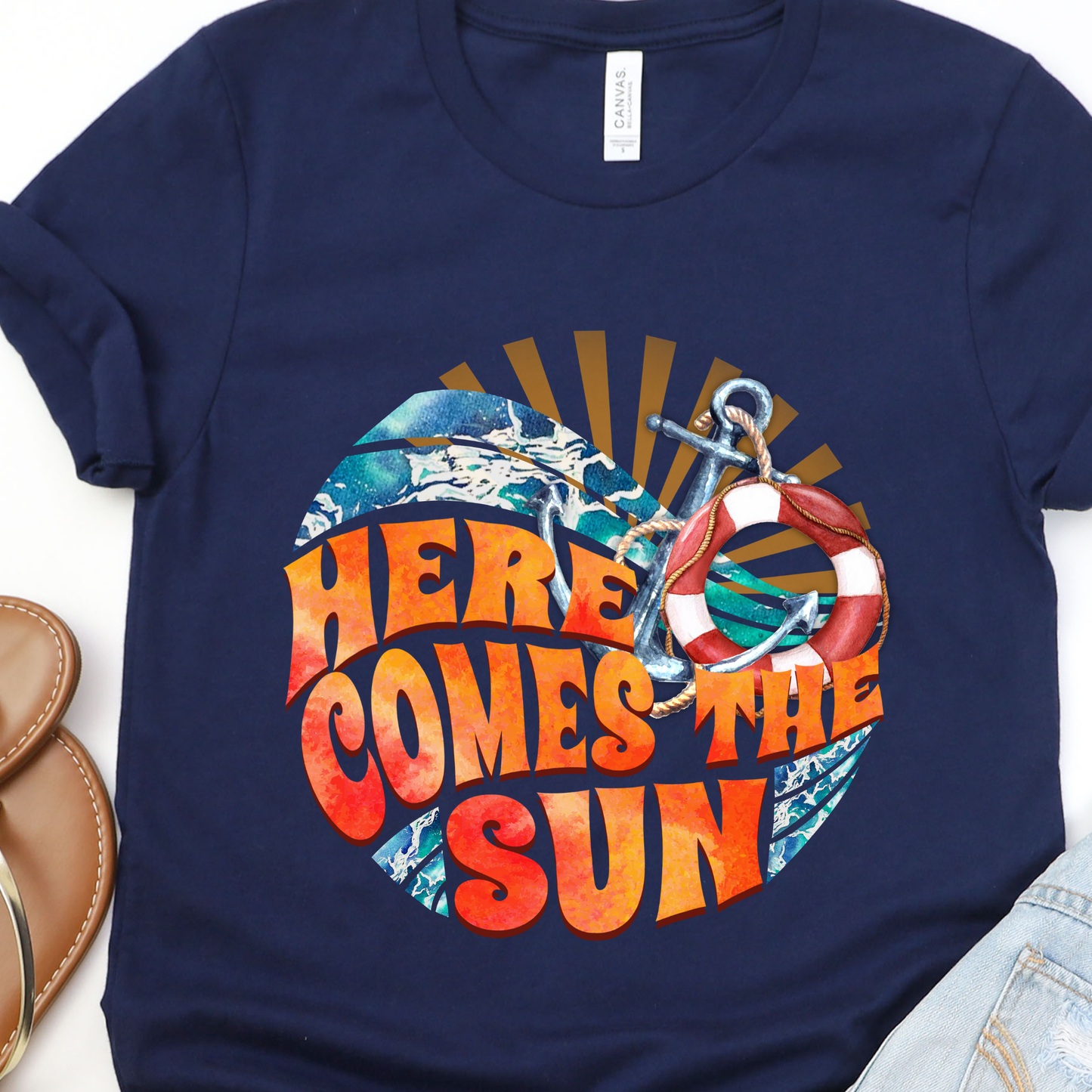 Here Comes The Sun Navy Graphic Tee