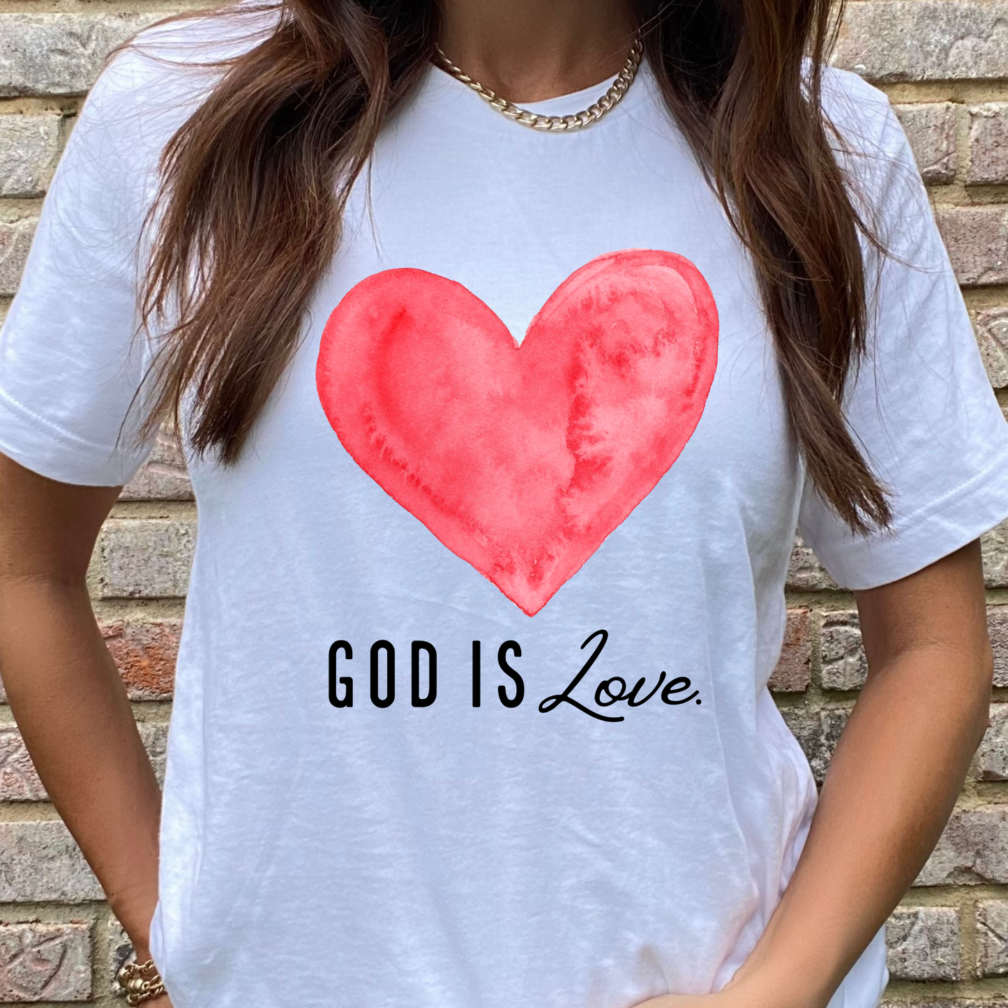 God is Love Pink Heart Graphic Tee