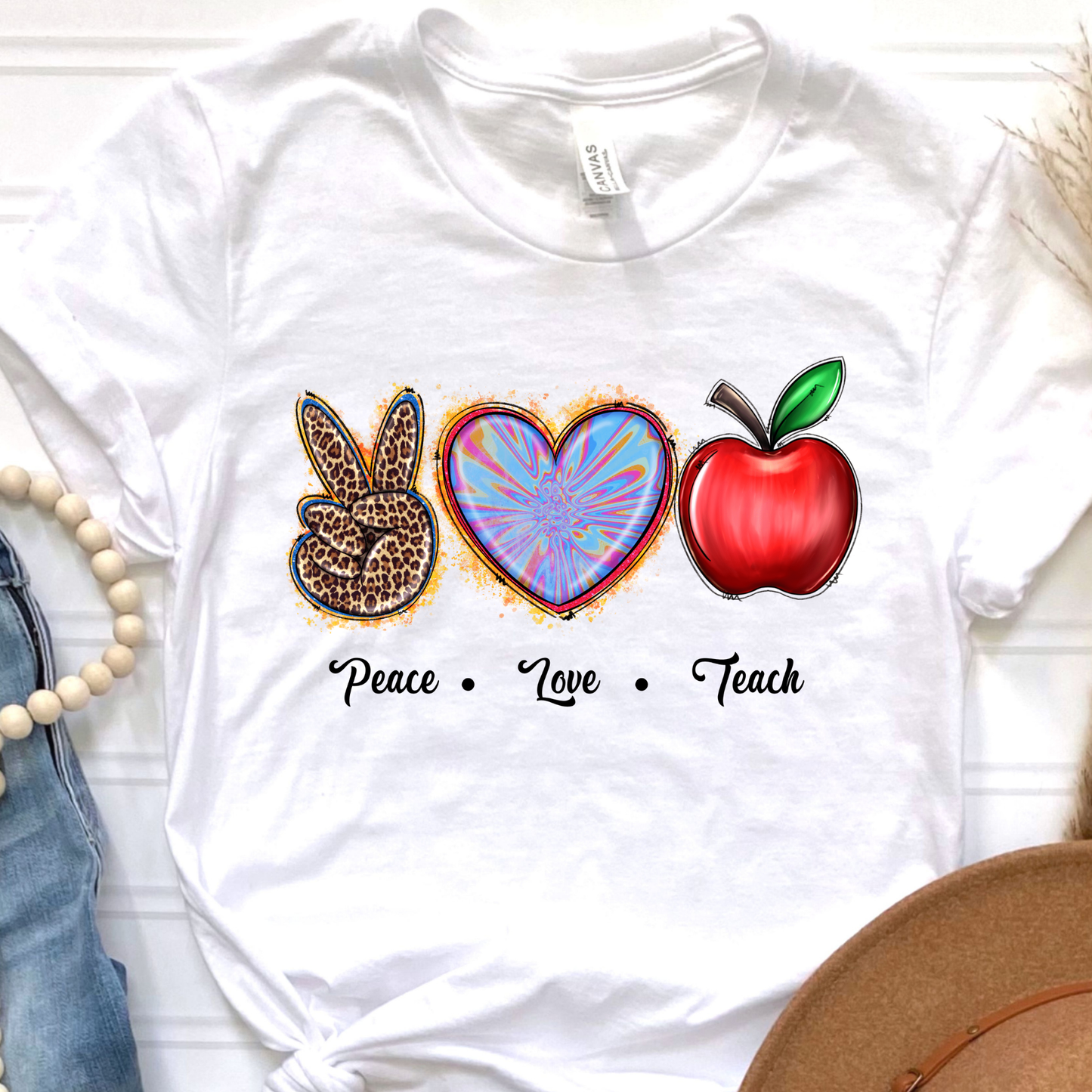 Peace Love Teach Graphic Tee