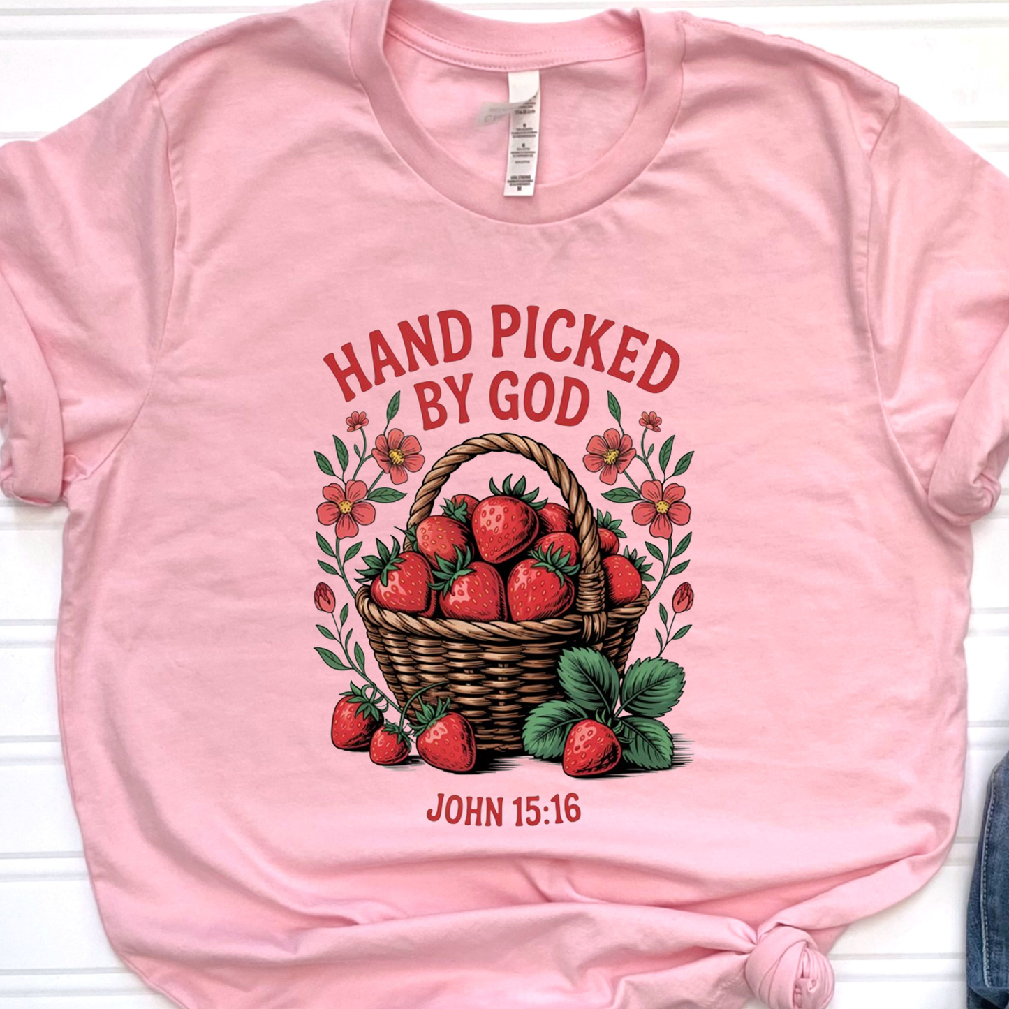 Hand Picked by God Pink Graphic Tee