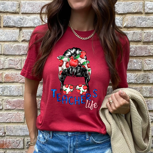 Teachers Life Apples Graphic Tee