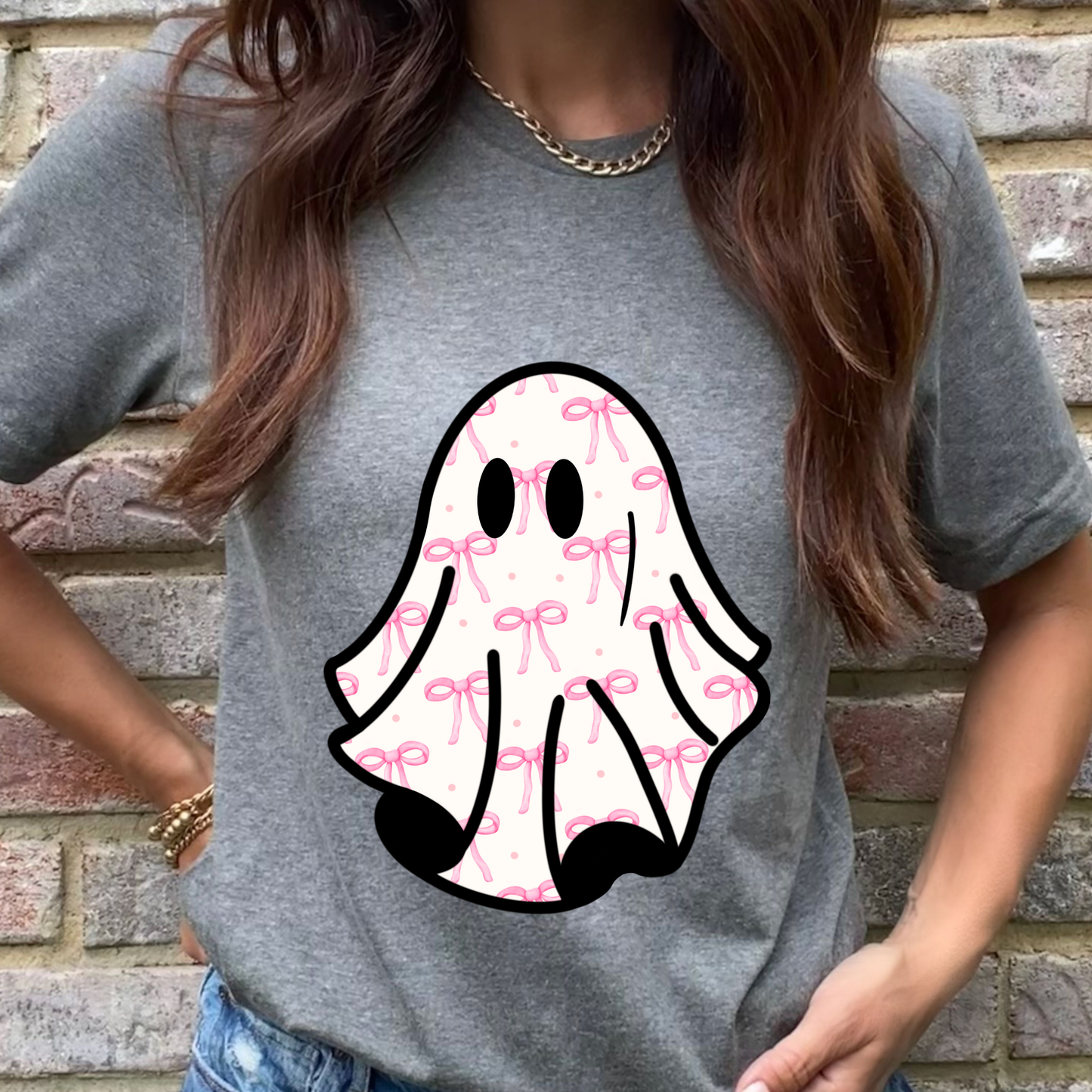 Pink Bow Ghost Graphic Tee