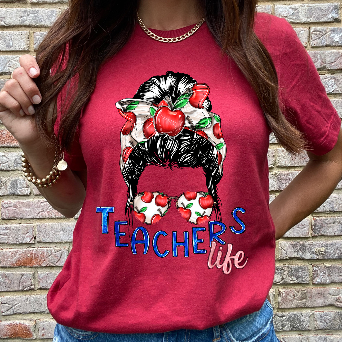 Teachers Life Apples Graphic Tee