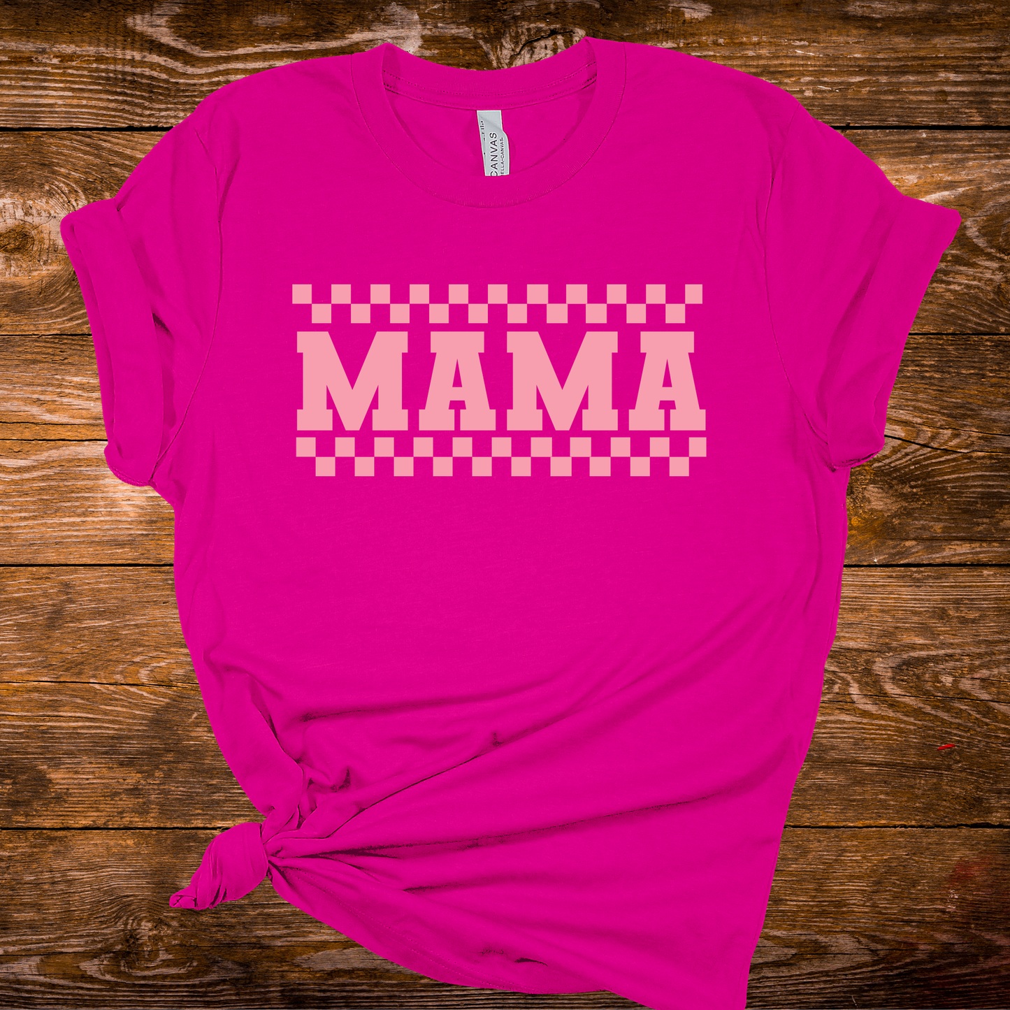 Pink Checkered Mama- Berry Graphic Tee