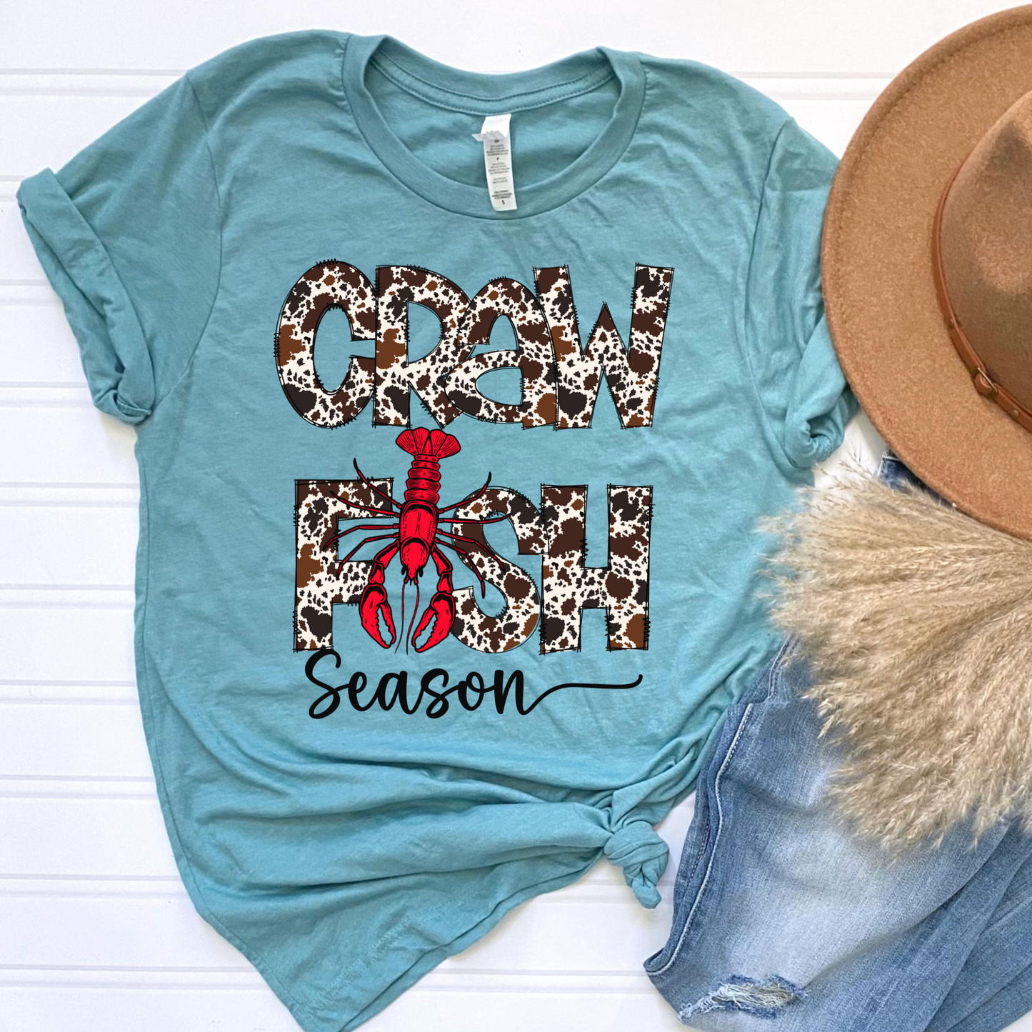 Crawfish Season Cow Print Graphic Tee