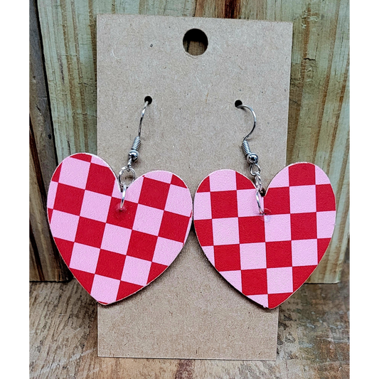 Checkered Heart Earrings