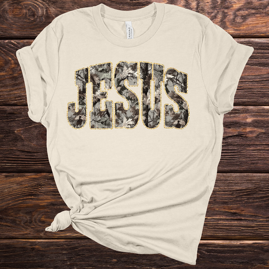 Camo Jesus Tan Graphic Tee