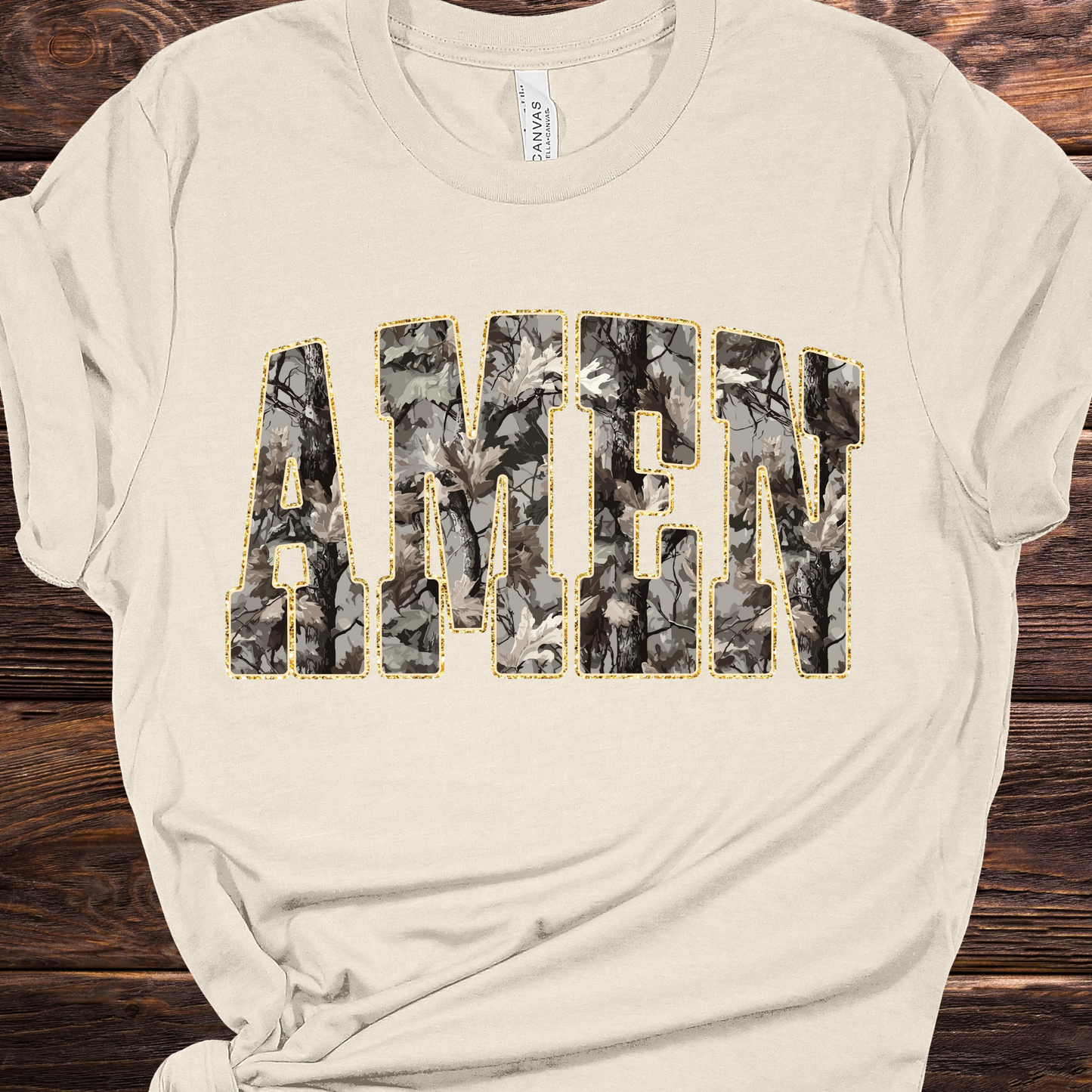 Camo Amen Tan Graphic Tee