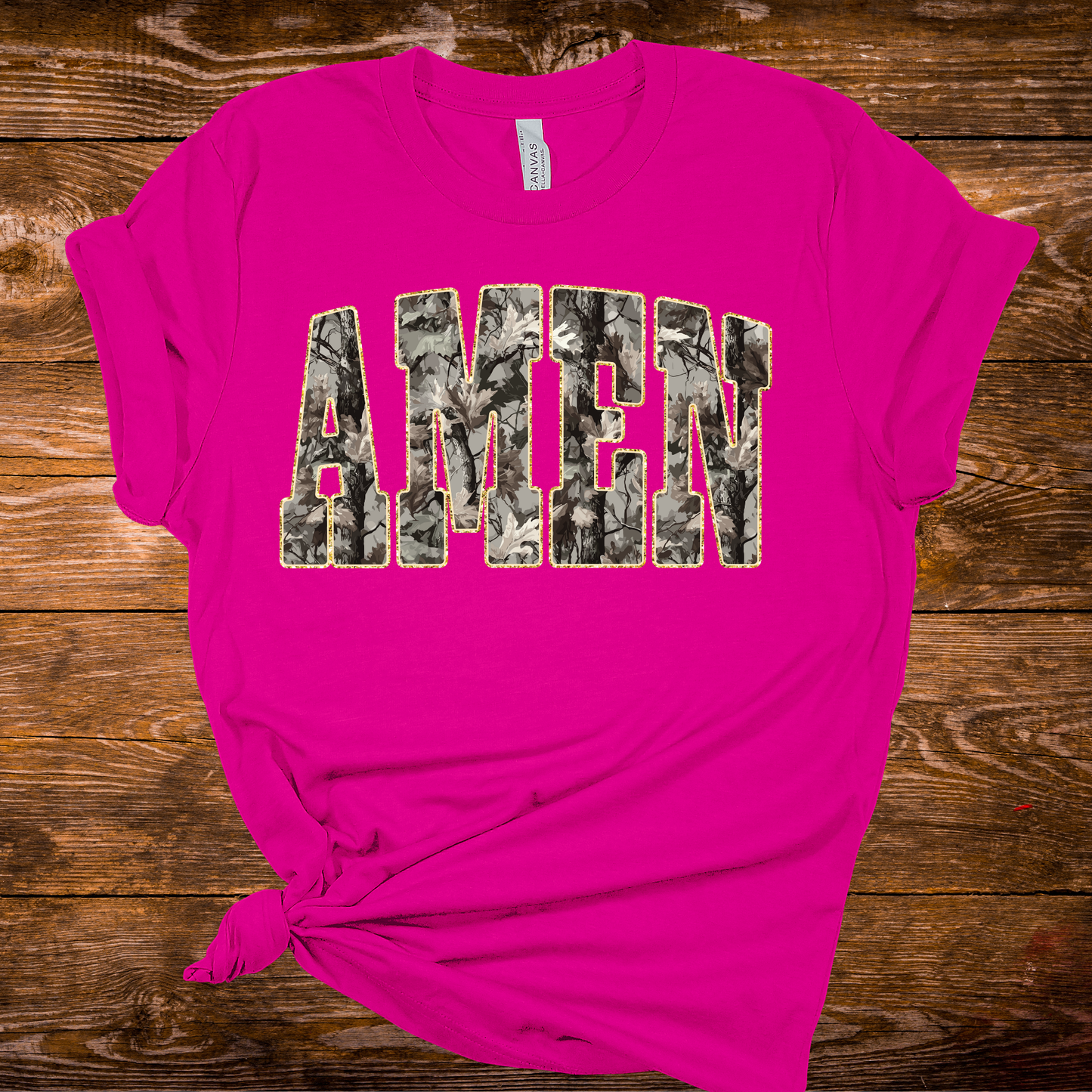 Camo Amen Pink Graphic Tee