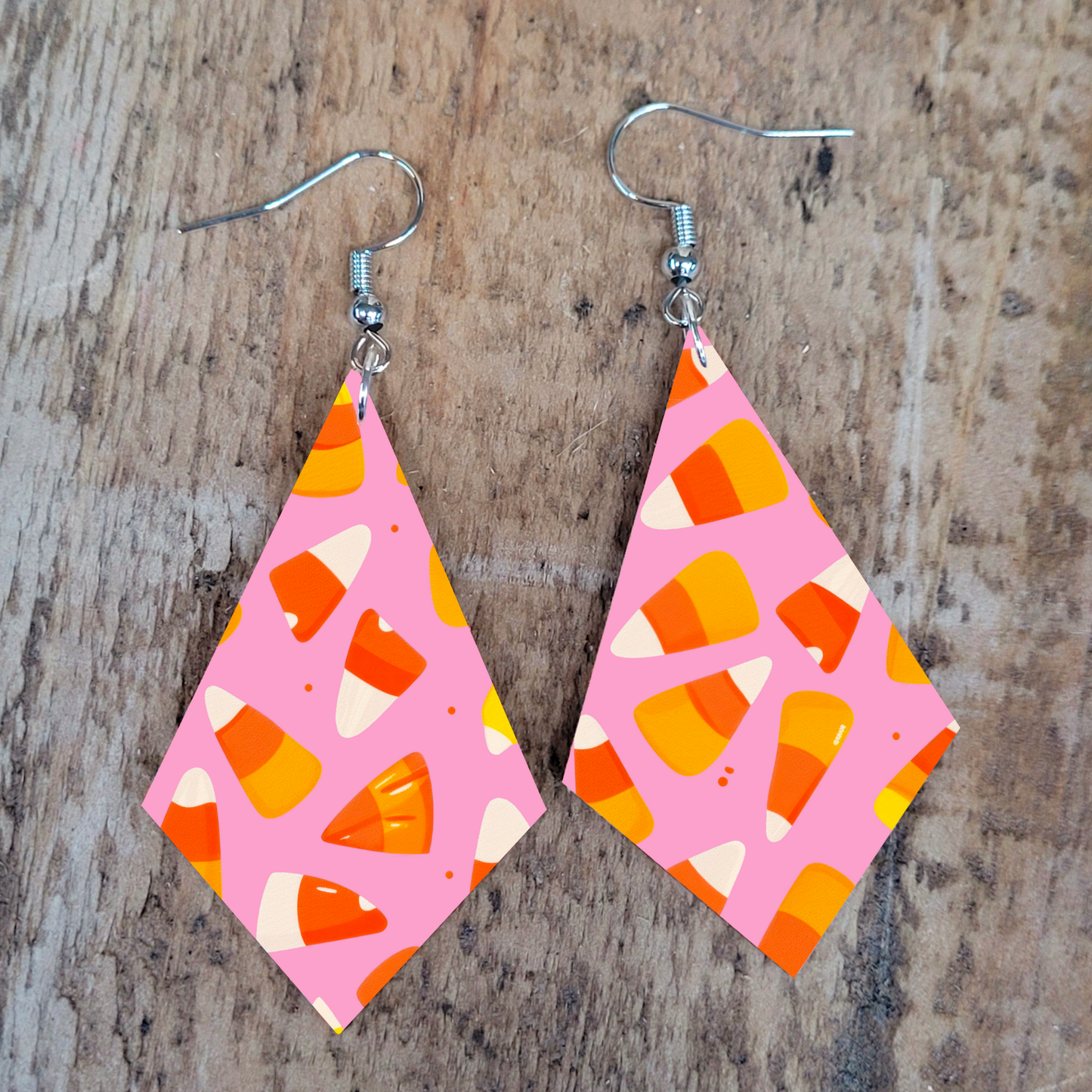 Pink Candy Corn  Earrings