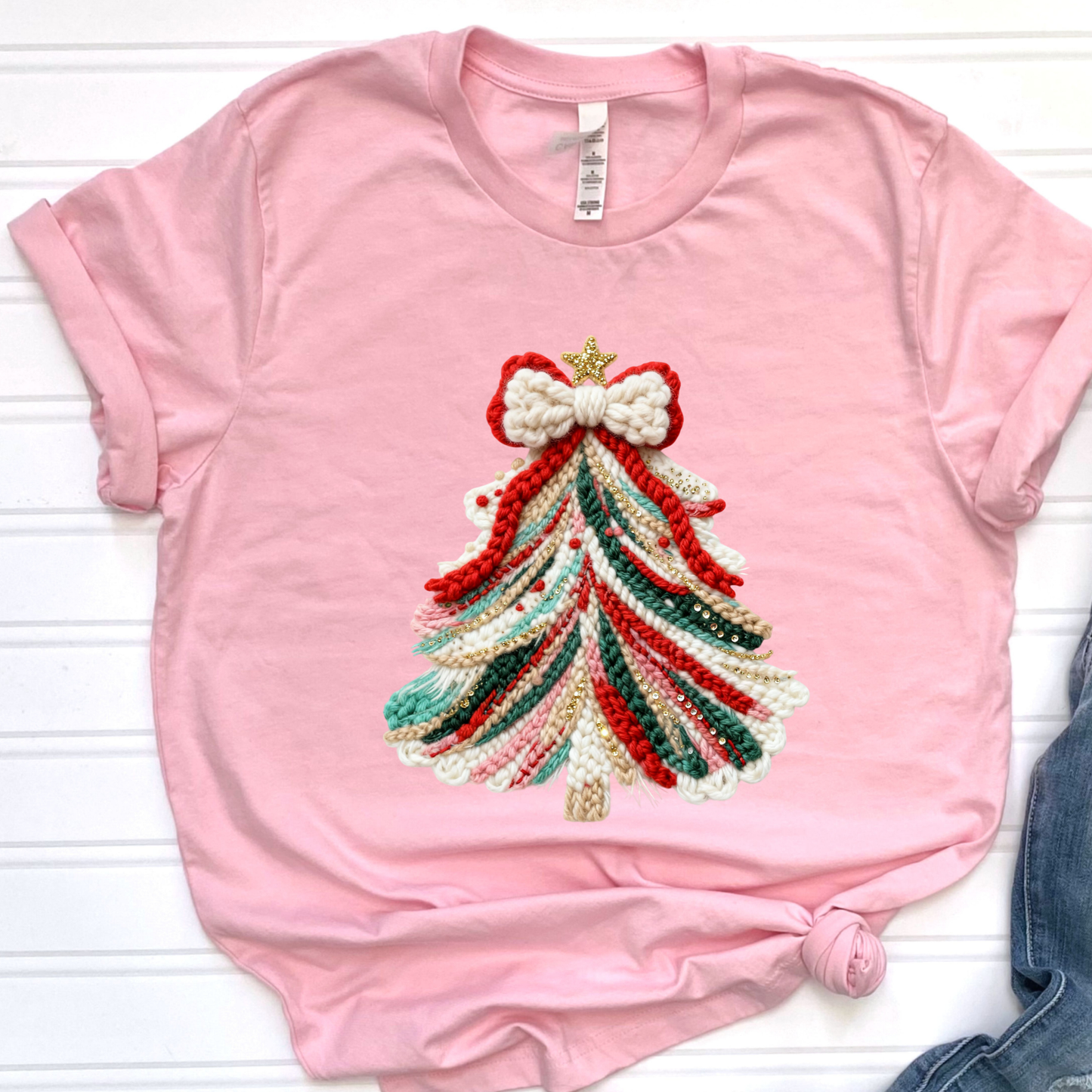 Colorful Christmas Tree Pink Graphic Tee