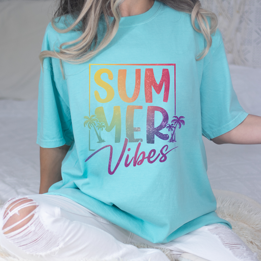 Summer Vibes Teal Graphic Tee