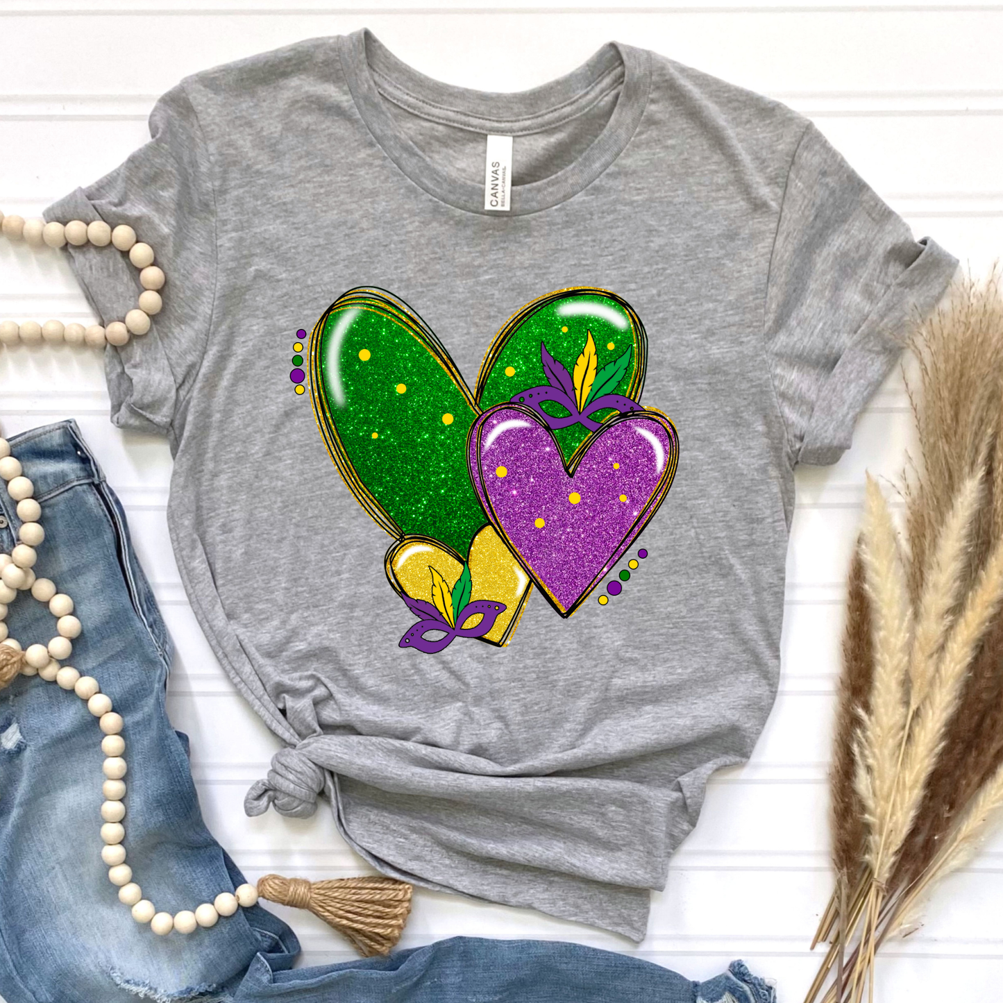 Mardi Gras Hearts Graphic Tee