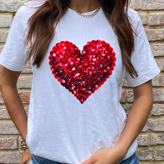 Sparkling Love- White  Graphic Tee